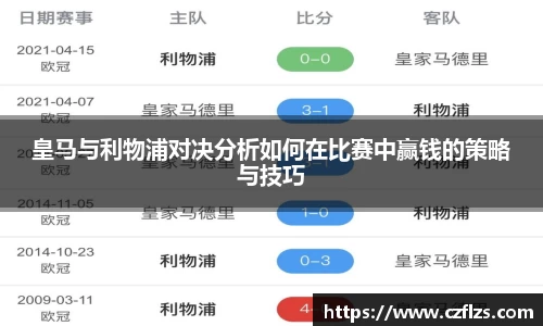 皇马与利物浦对决分析如何在比赛中赢钱的策略与技巧